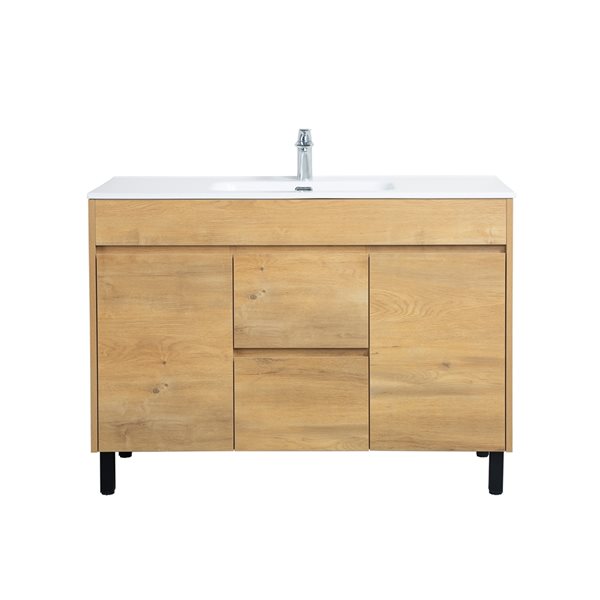 GEF Rebecca4 8-in Frosted Oak Single Sink Bathroom Vanity with White Ceramic Top