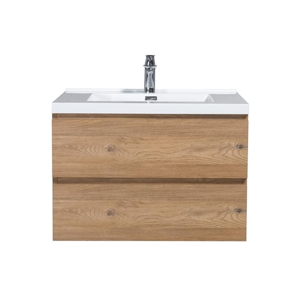 GEF Almere 30-in Rough Oak Single Sink Bathroom Vanity with White Acrylic Top