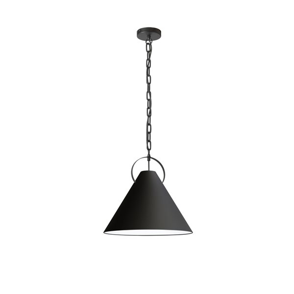 Luminaire d'îlot de cuisine moderne/contemporain noir à 1 lumière Princeton par Dainolite de 16 po