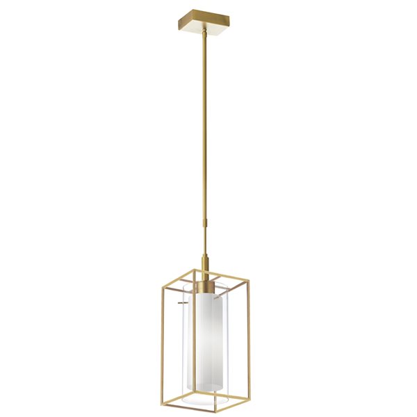 Luminaire d'îlot de cuisine moderne/contemporain en laiton vieilli à 1 lumière Cubo par Dainolite de 6,5 po