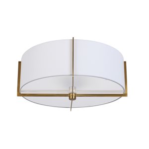 Dainolite 15-in Aged Brass/White 3-Light Semi-Flush Mount Light