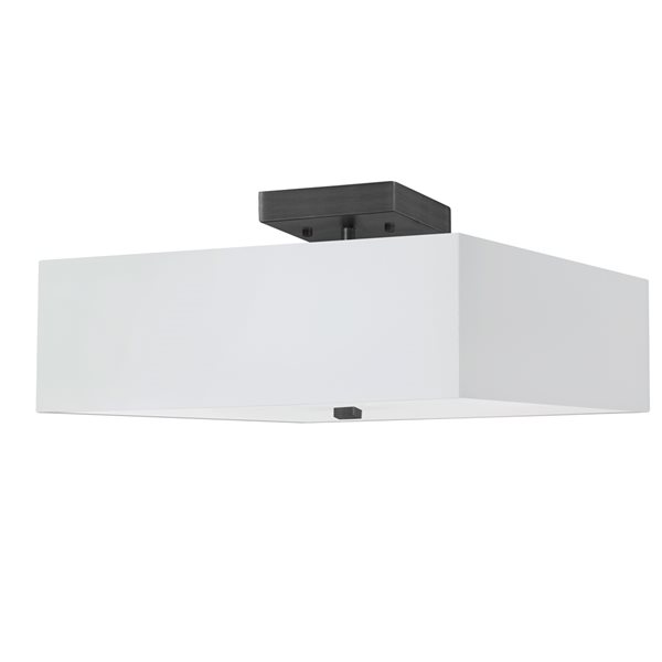 Semi-plafonnier noir mat/blanc à 3 lumières par Dainolite de 14,25 po