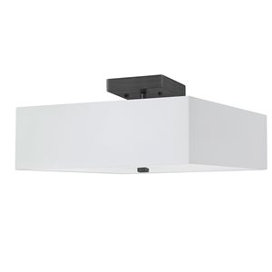 Dainolite 14.25-in Matte Black/White 3-Light Semi-Flush Mount Light