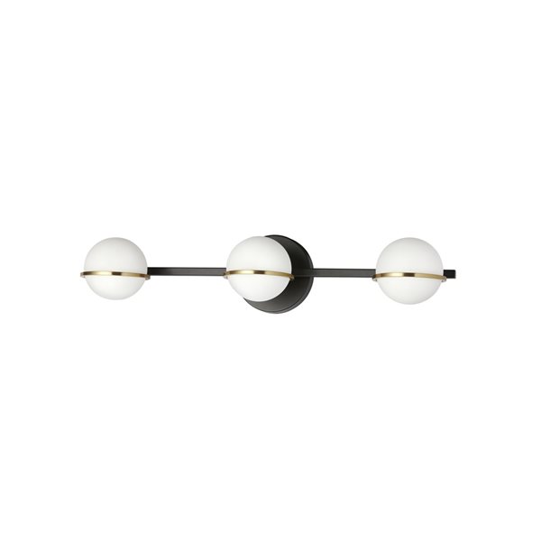 Dainolite Sofia 3-Light Matte Black/Brass Modern/Contemporary Vanity Light