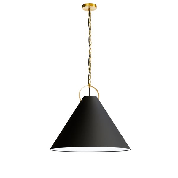 Luminaire d'îlot de cuisine moderne/contemporain noir à 1 lumière Princeton par Dainolite de 24 po