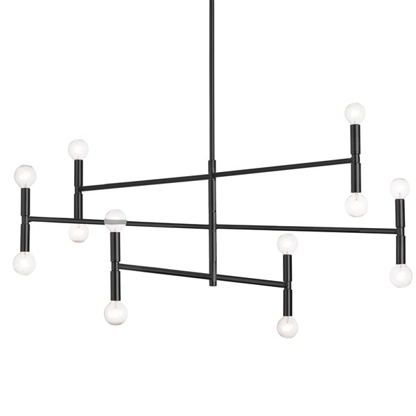 Lustre noir mat moderne/contemporain à 12 lumières Ava par Dainolite