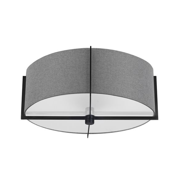 Dainolite 15-in Matte Black/Grey 3-Light Semi-Flush Mount Light