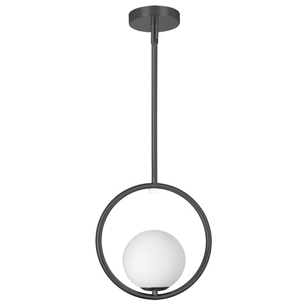 Luminaire d'îlot de cuisine moderne/contemporain noir à 1 lumière Adrienna par Dainolite de 10 po