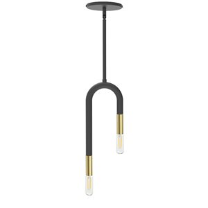 Luminaire d'îlot de cuisine moderne/contemporain noir à 2 lumières Wand par Dainolite de 5 po