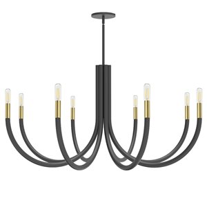 Lustre noir mat et laiton vieilli moderne/contemporain à 8 lumières Wand par Dainolite