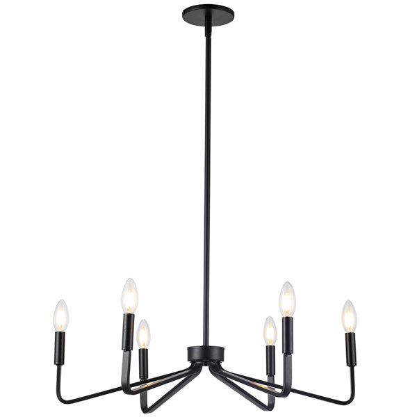 Dainolite Clayton 6-Light Black Modern Contemporary Chandelier