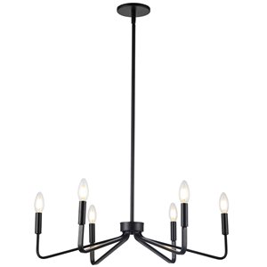 Dainolite Clayton 6-Light Black Modern Contemporary Chandelier