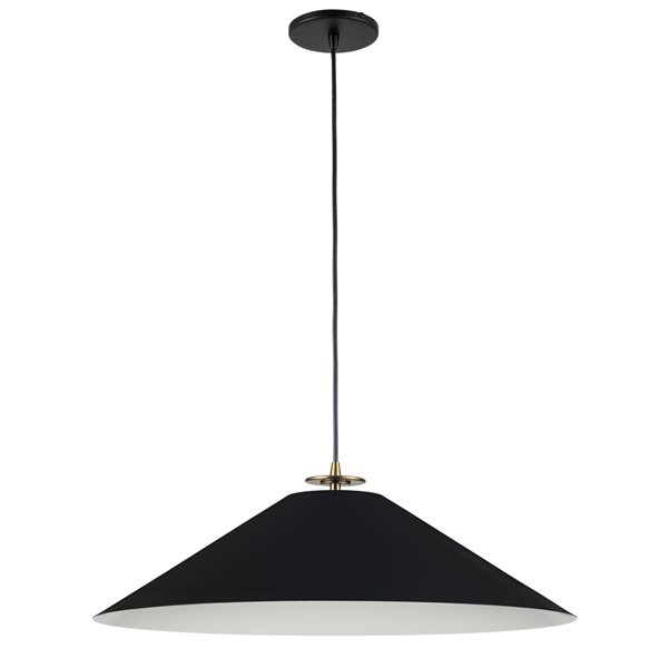 Luminaire d'îlot de cuisine moderne/contemporain noir à 1 lumière Prudence par Dainolite de 24 po