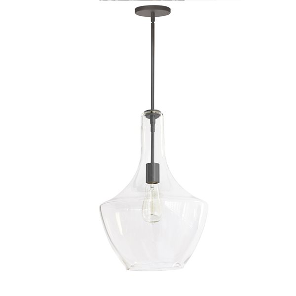 Luminaire d'îlot de cuisine moderne/contemporain noir à 1 lumière Petalite par Dainolite de 12,5 po