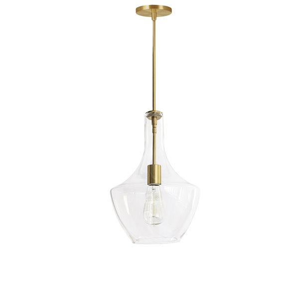 Luminaire d'îlot de cuisine moderne/contemporain en laiton vieilli à 1 lumière Petalite par Dainolite de 10,25 po