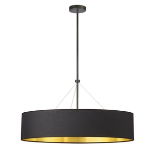 Luminaire suspendu moderne/contemporain noir à 4 lumières Pallavi par Dainolite de 30 po