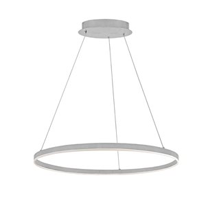 Luminaire suspendu moderne/contemporain argent à 1 lumière Circulo par Dainolite de 24 po