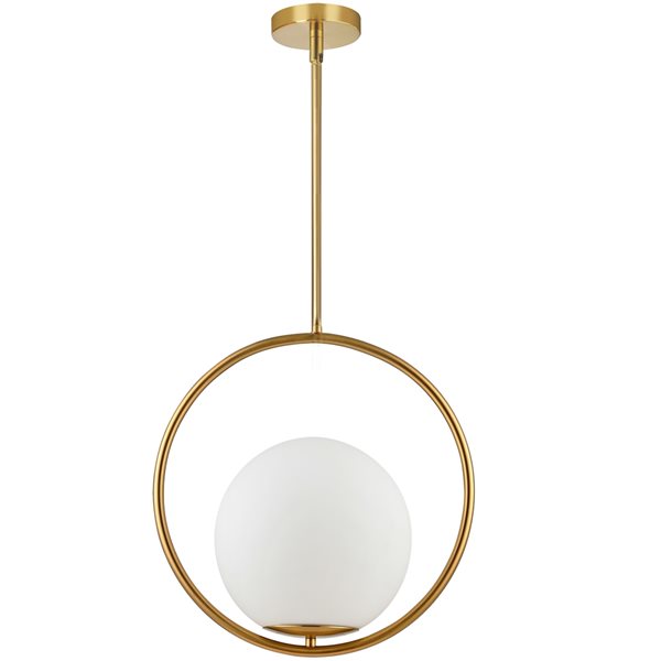 Luminaire d'îlot de cuisine moderne/contemporain en laiton vieilli à 1 lumière Adrienna par Dainolite de 15,75 po