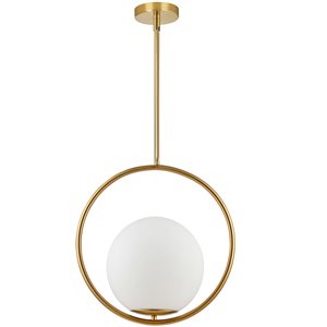 Luminaire d'îlot de cuisine moderne/contemporain en laiton vieilli à 1 lumière Adrienna par Dainolite de 15,75 po