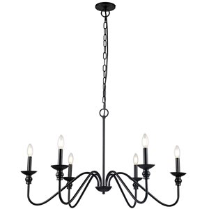 Lustre noir traditionnel à 6 lumières Clara par Dainolite