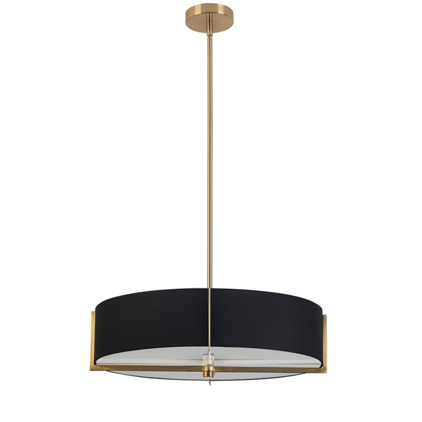 Luminaire suspendu moderne/contemporain noir à 4 lumières Preston par Dainolite de 20,75 po