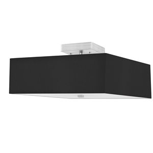 Semi-plafonnier en chrome satiné/noir à 3 lumières par Dainolite de 14,25 po