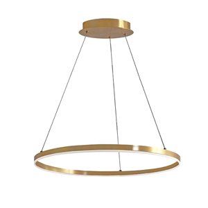 Luminaire suspendu moderne/contemporain en laiton vieilli à 1 lumière Circulo par Dainolite de 24 po