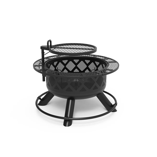 Shinerich 24-in W Black Steel Round Wood-Burning Fire Pit