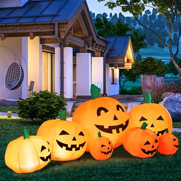 Costway 3-ft H x 7.5-ft W Internal Light Jack-o'-Lanterns Halloween Inflatable