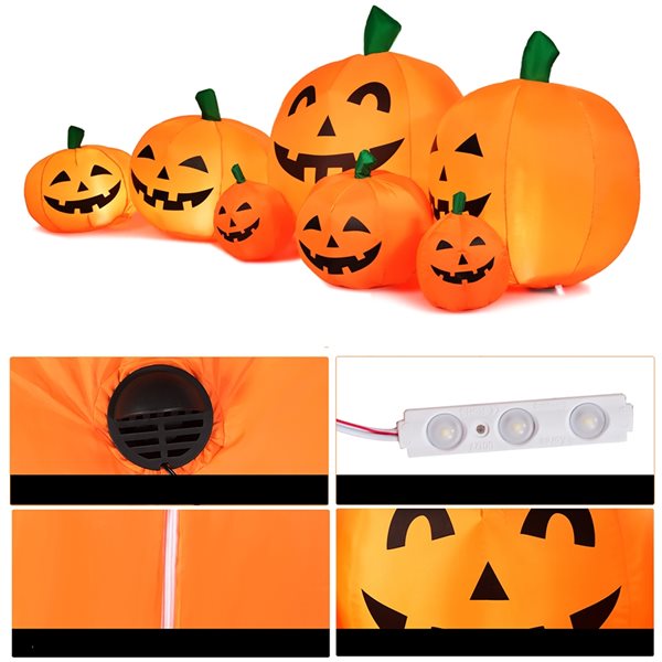 Costway 3-ft H x 7.5-ft W Internal Light Jack-o'-Lanterns Halloween Inflatable