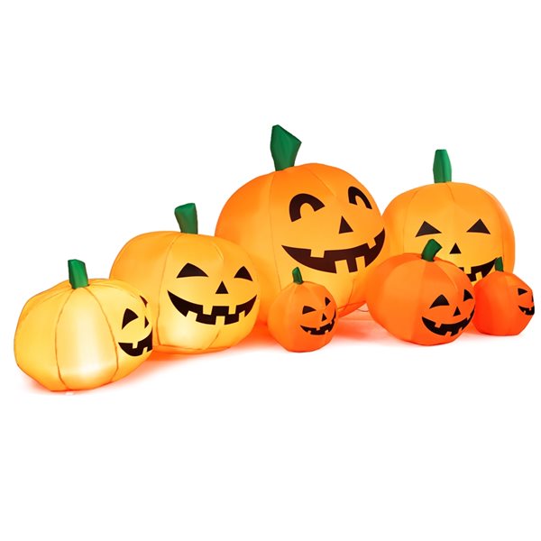 Costway 3-ft H x 7.5-ft W Internal Light Jack-o'-Lanterns Halloween Inflatable