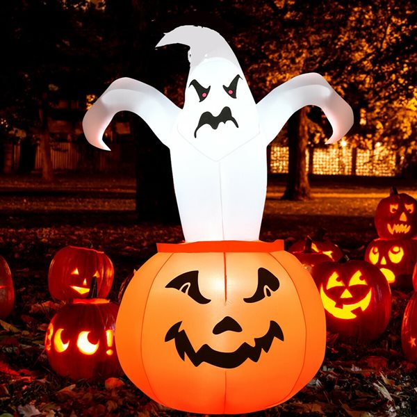 Costway 6-ft H x 2.5-ft W Internal Light Ghost in Pumpkin Halloween Inflatable