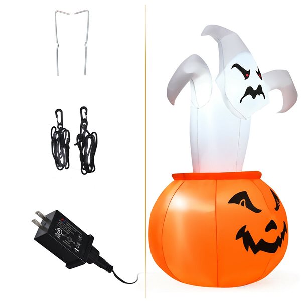 Costway 6-ft H x 2.5-ft W Internal Light Ghost in Pumpkin Halloween Inflatable