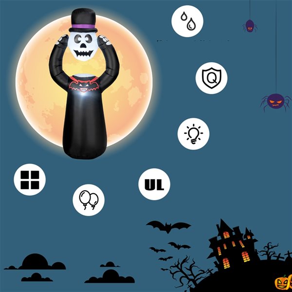 Costway 6-ft H x 2.6-ft W Internal Light Skeleton Halloween Inflatable