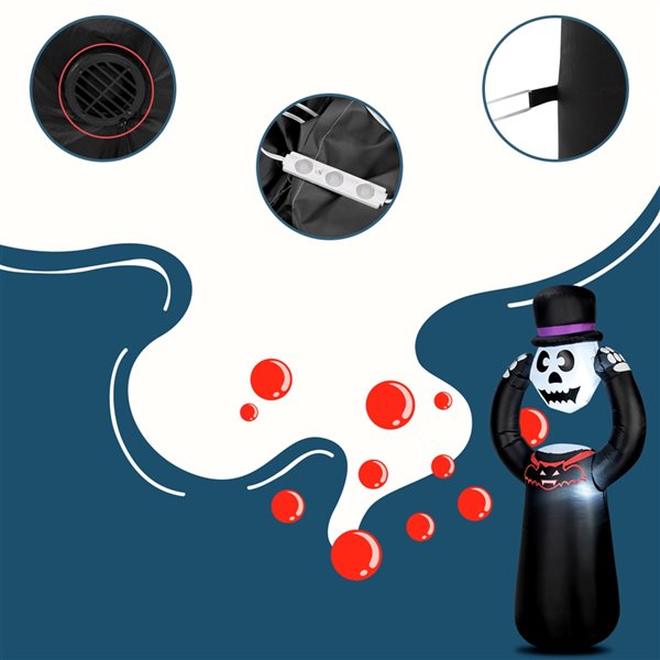 Costway 6-ft H x 2.6-ft W Internal Light Skeleton Halloween Inflatable