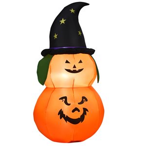 Costway 5-ft H x 2.2-ft W Internal Light Jack-o'-Lanterns with Witch Hat Halloween Inflatable