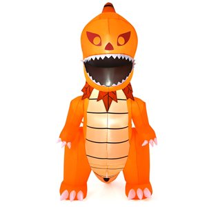 Costway 8-ft H x 3.5-ft W Internal Light Dinosaur with Pumpkin Head Halloween Inflatable