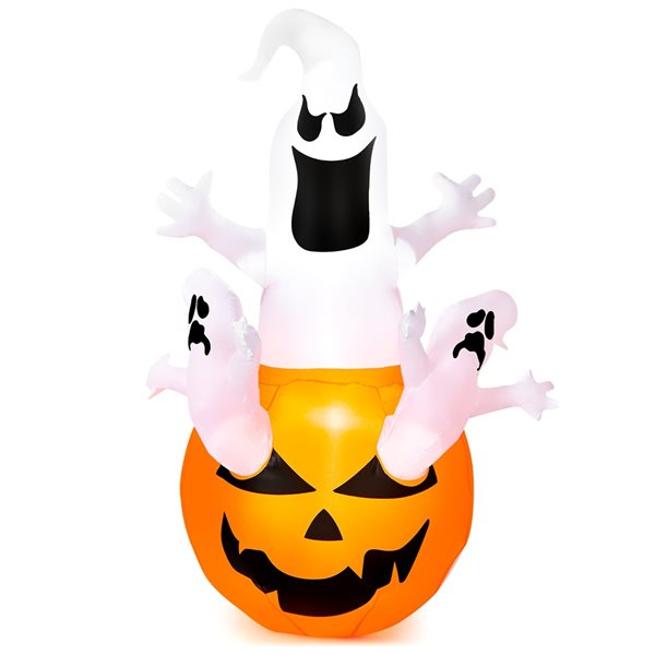 Costway 6-ft H x 2.6-ft W Internal Light Ghosts in Pumpkin Halloween Inflatable