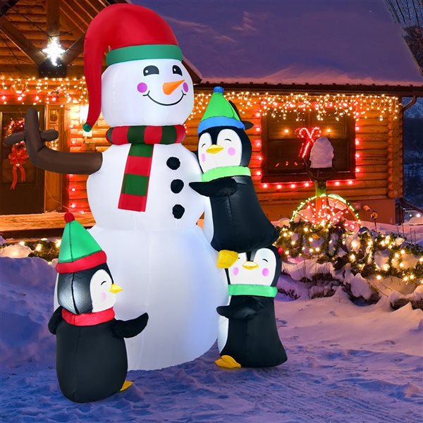 Costway 6-ft Internal Light Snowman with Penguins Christmas Inflatable