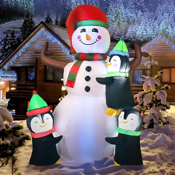 Costway 6-ft Internal Light Snowman with Penguins Christmas Inflatable