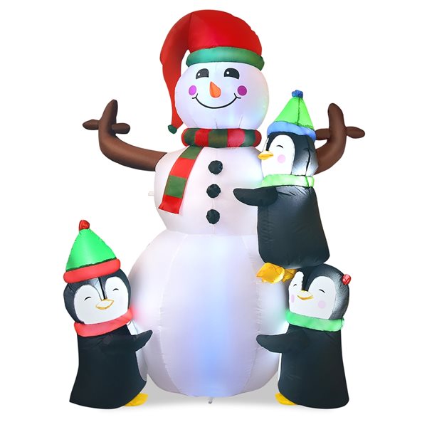 Costway 6-ft Internal Light Snowman with Penguins Christmas Inflatable