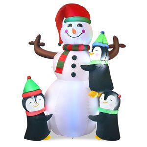 Costway 6-ft Internal Light Snowman with Penguins Christmas Inflatable