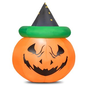Costway 4.2-ft H x 2.6-ft W Internal Light Jack-o'-Lantern with Witch Hat Halloween Inflatable