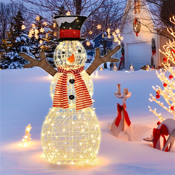 Costway 42-in H Freestanding Snowman Light Display with White LED Lights