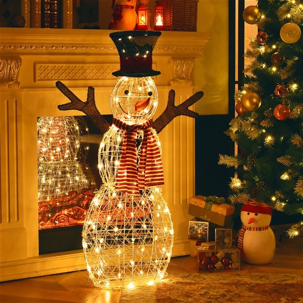 Costway 42-in H Freestanding Snowman Light Display with White LED Lights