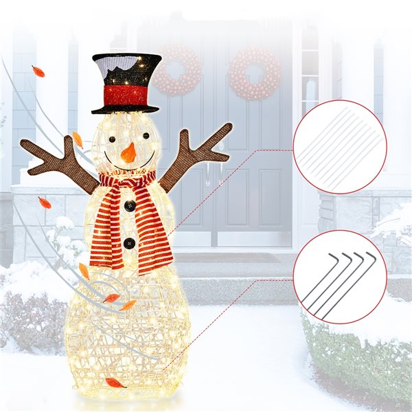 Costway 42-in H Freestanding Snowman Light Display with White LED Lights