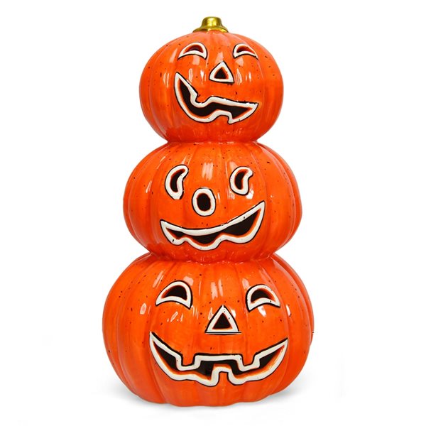 Costway Colour-Changing LED Ceramic Pumpkin Halloween Tabletop ...