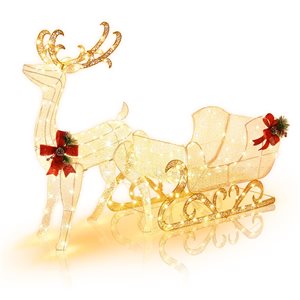 Costway 48.5-in H Freestanding Reindeer with Sleigh Light Display with White LED Lights