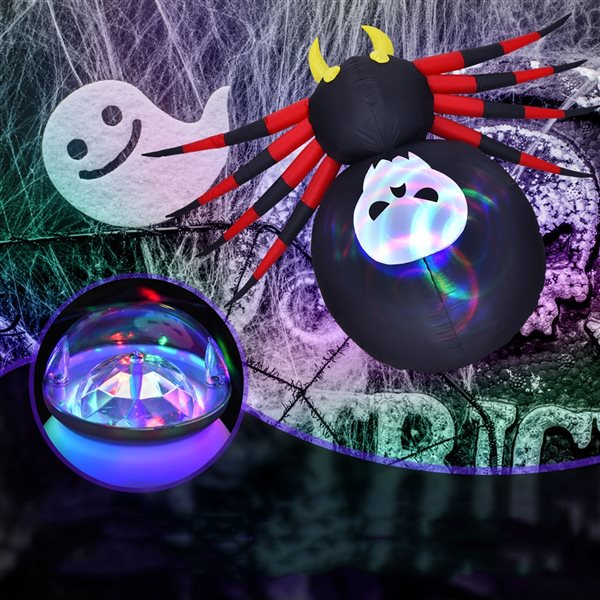 Costway 2.5-ft H x 6.5-ft W Internal Light Spider Halloween Inflatable