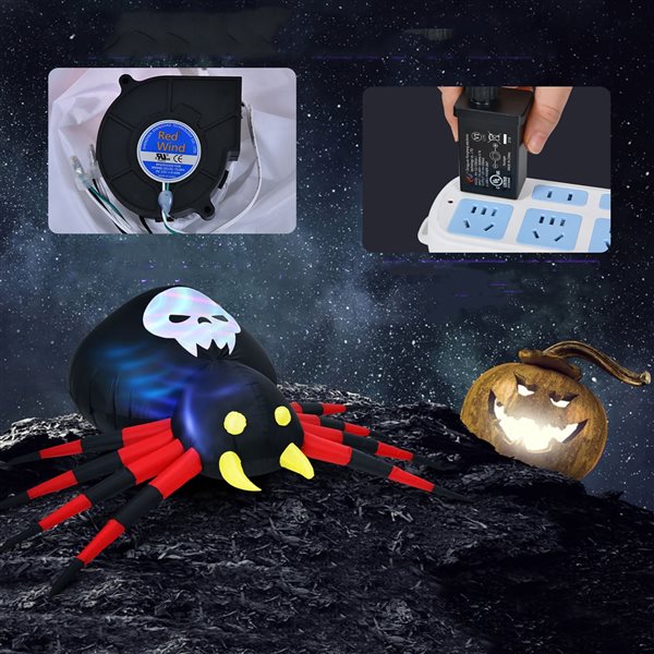 Costway 2.5-ft H x 6.5-ft W Internal Light Spider Halloween Inflatable